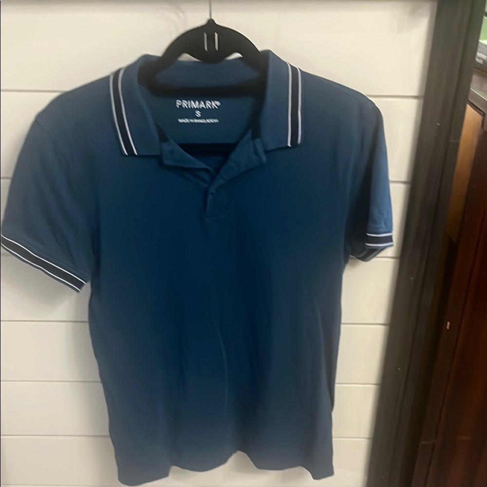 Primark Blue Polo Shirt with Contrast Trim